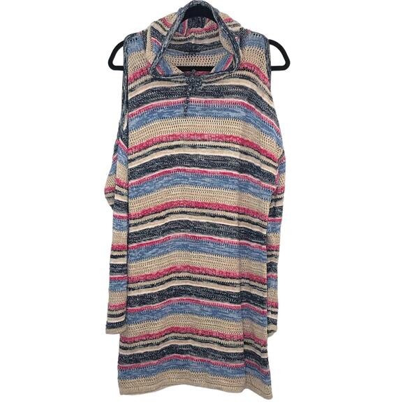 Torrid 1x Striped knit Hoodie Knit Tunic multi-color - Picture 2 of 5